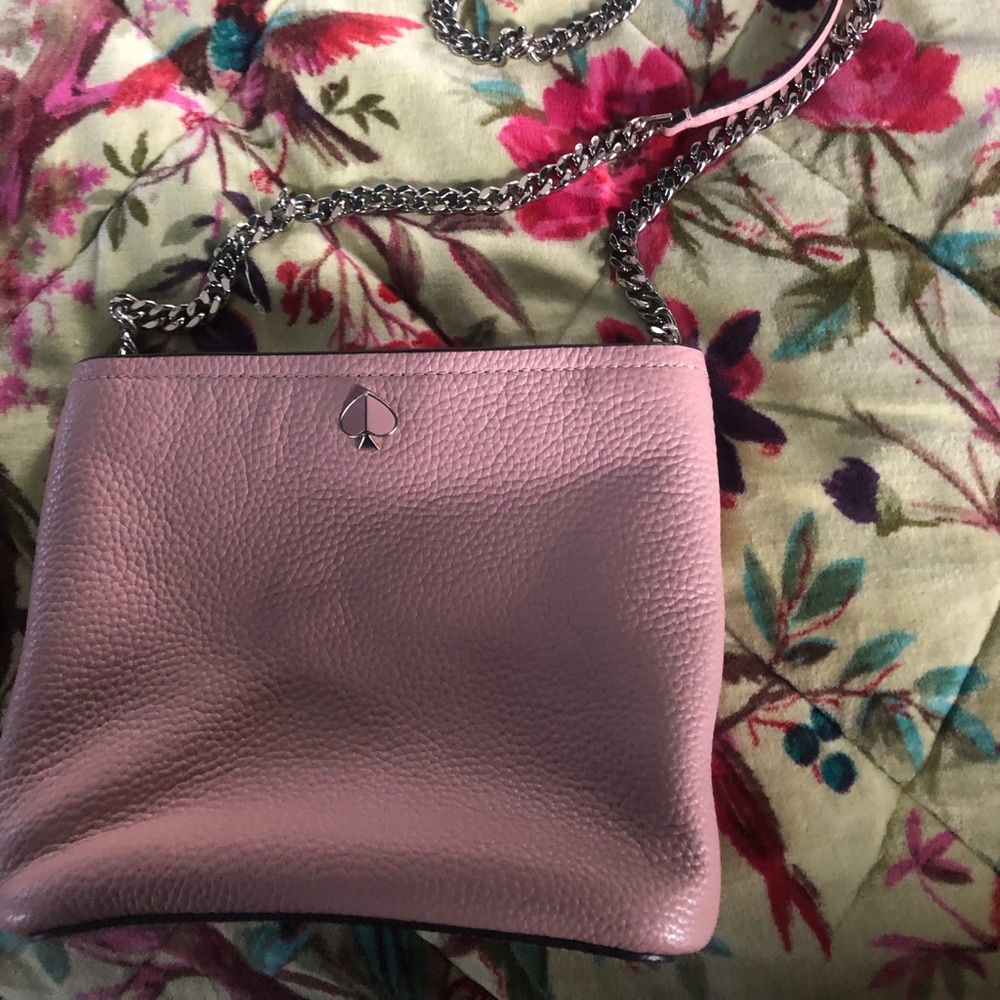 Kate Spade barely used pink crossbody with silver hardware!